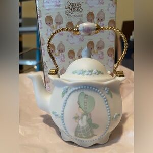 Precious Moments Ceramic Teapot - White and Pastel